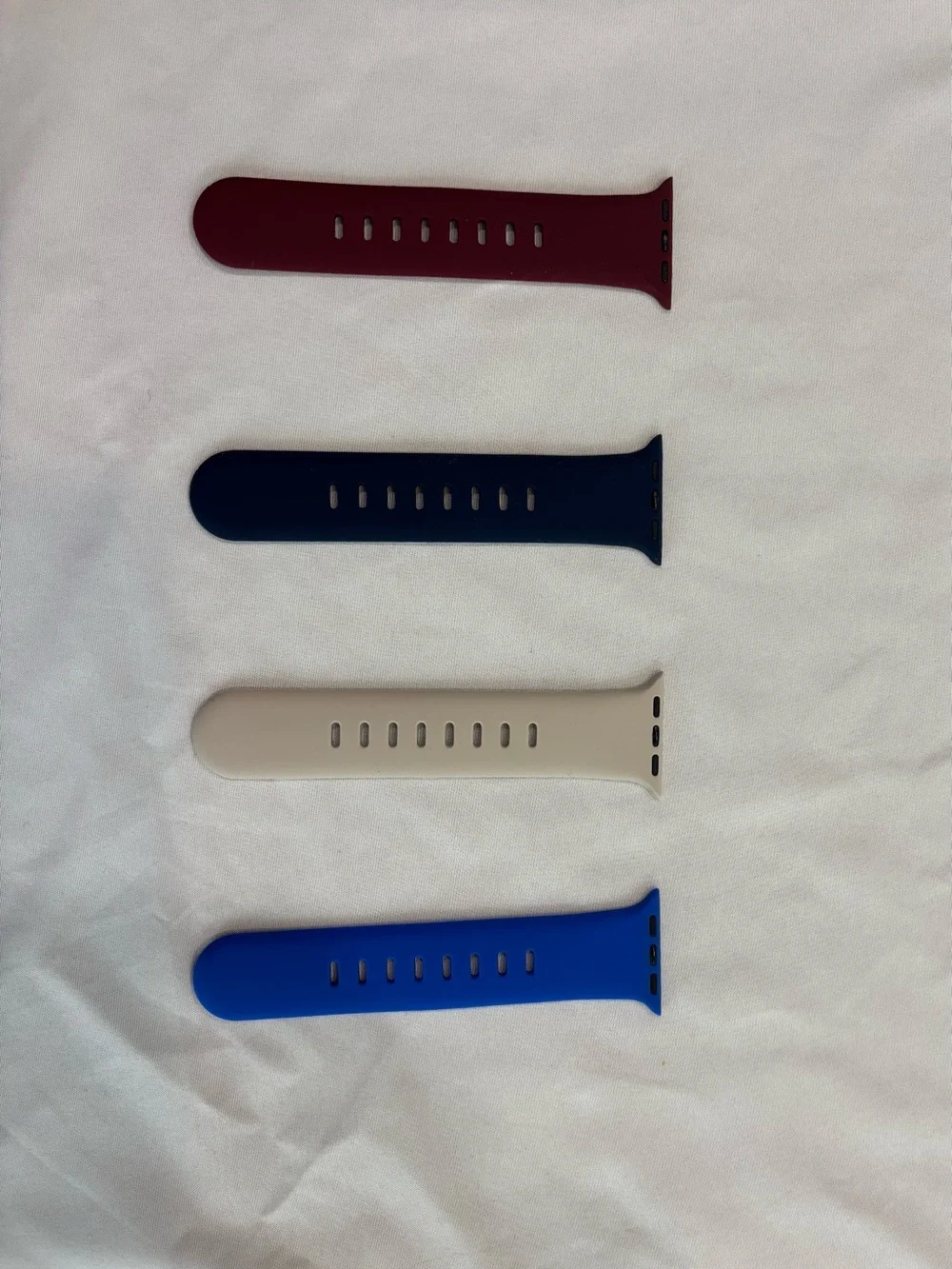 Silicone Apple Watch Bands - Maroon, Navy, Cream, Royal Blue Set of 4 38mm